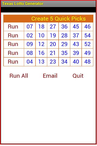 Texas Lotto generator