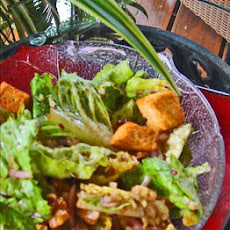 Romaine Salad With Red Onions, Walnuts and Orange Vinaigrette