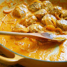 Lamb Meatballs with a Broken Yogurt Saffron Sauce