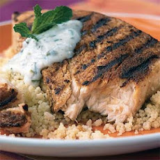 Moroccan Swordfish with Caper-Yogurt Sauce