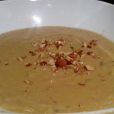 Acorn squash soup with chestnuts and coconut milk
