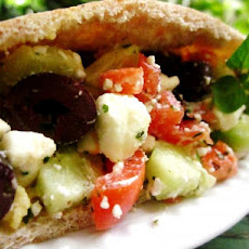 Hummus Pitas With Feta-Olive Salsa