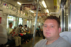 Eric on the Yamanote Line Train on the way back to the hotel.