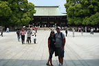 Alicia and Eric outside of Meiji Shrine (whats the little boy on the left doing?)