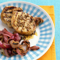 Mustard-Coated Pork Chops and Onions