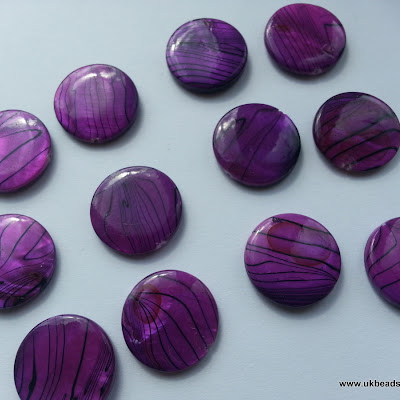 Purple Shell Disk Beads x12