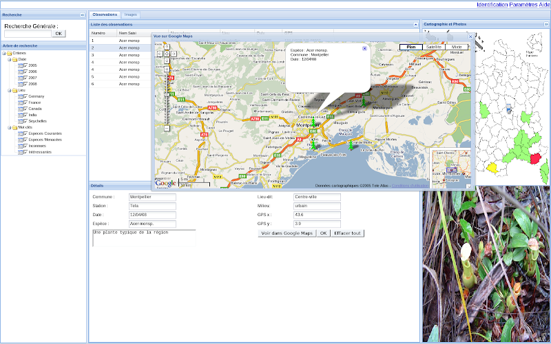 capture d'écran du nouveau carnet en ligne : géolocalisation