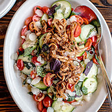Cucumber Salad with Caramelized Shallots and Herbs