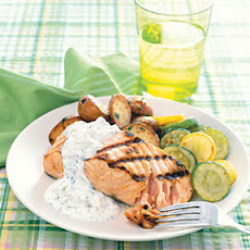 Grilled Salmon with Yogurt-Mint Sauce