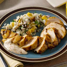 Grilled Spice Rubbed Chicken Breasts with Alabama BBQ Sauce