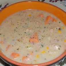 Chicken and Corn Chowder With Sweet Potatoes