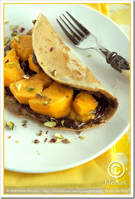Mango Nutella Whole Wheat Pancakes