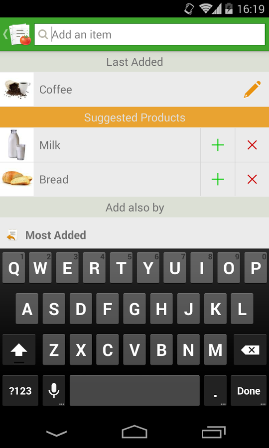 Android application Grocery List - Tomatoes screenshort