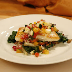 Seared Halibut with Sauteed Swiss Chard and Salsa Cruda