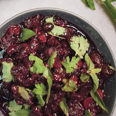 Cranberry Sauce with Red Wine, Pomegranate Molasses, and Mediterranean Herbs