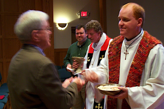 Serving Communion at my ordination service