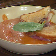 Cream of Tomato Soup with Fontina, Mushroom, Prosciutto and Truffle Grilled Cheese Sandwiches