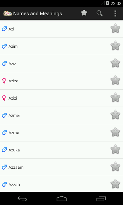 Android application Names and Meanings screenshort