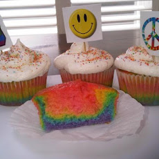Psychedelic 60's Tie-Dye Cupcakes
