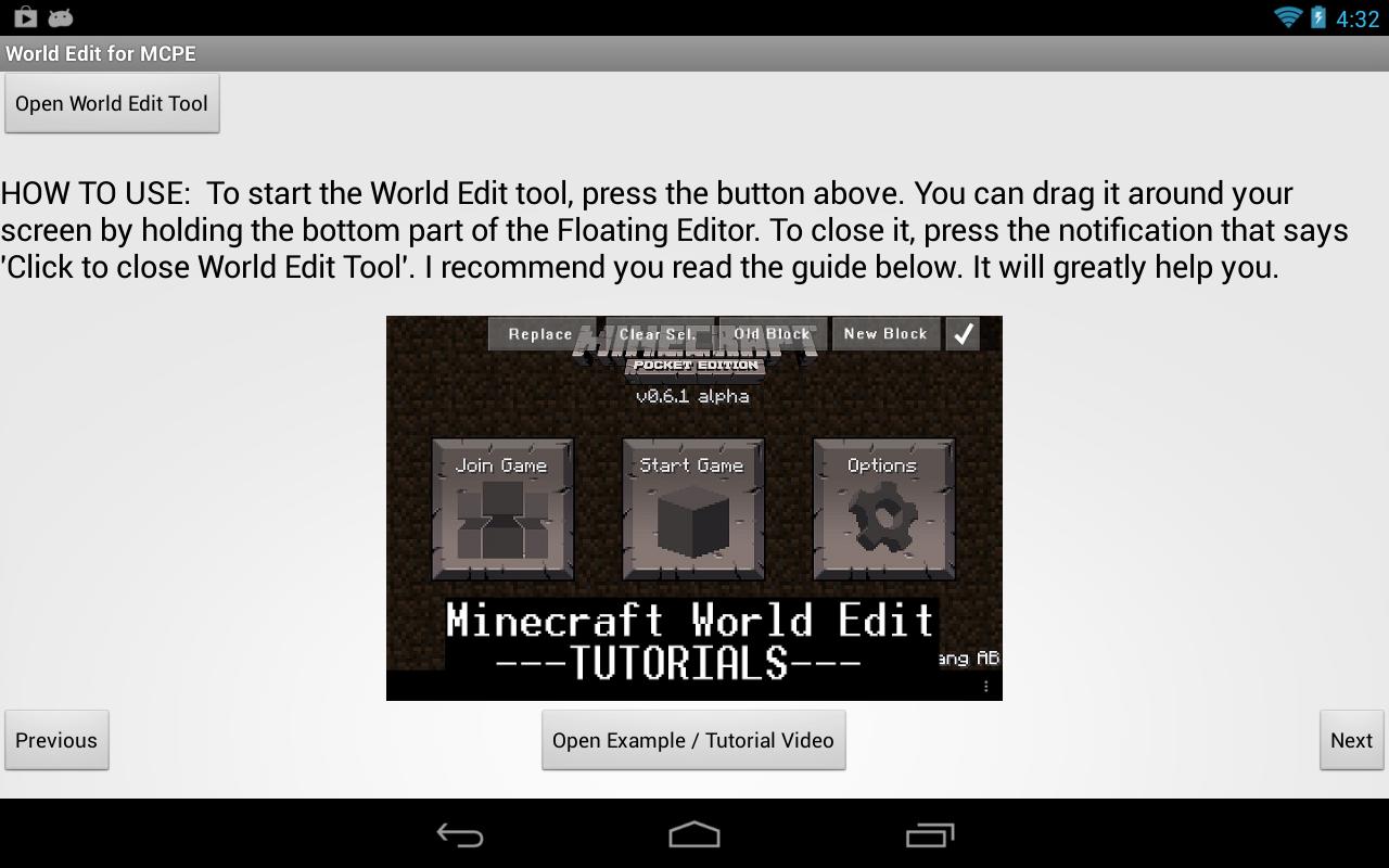 Android application World Edit for MCPE screenshort