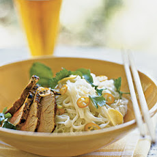Curried Pork over Rice Noodles with Lime and Coconut