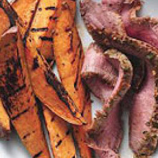 Grilled Flank Steak with Chimichurri and Sweet Potato Wedges
