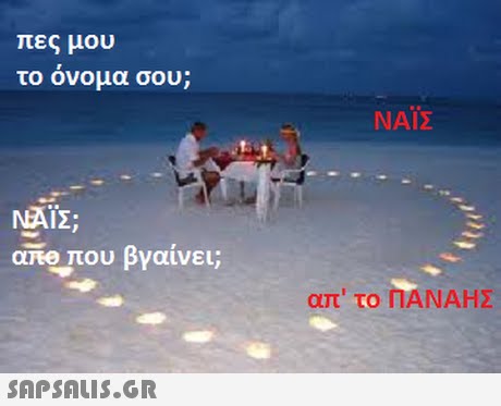 πες μου το ονομα σου; ΝΑΙΣ απο που βγαίνει; απ  το ΠΑΝΑΗΣ 