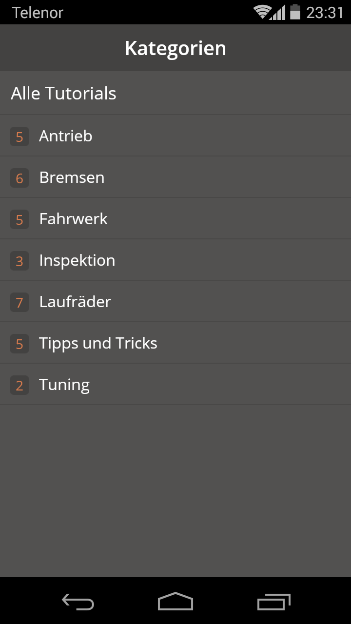 Android application MountainBIKE Werkstatt screenshort
