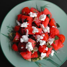 Watermelon, Tomato and Cheese Salad