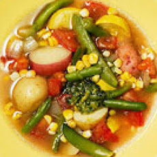 Vegetable Soup with Pesto Butter
