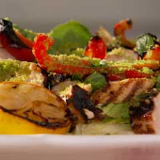 Grilled Italian Chicken Salad With Romaine Spears And Roasted Red Peppers