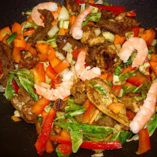 Beef , Prawn and Chicken Curried Noodles