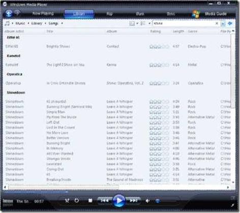 Windows Media Player's Library view - Click to enlarge - CaseyTech