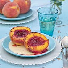 Peach Brûlée with Honey Crème Anglaise