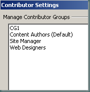 Contributor Groups of Contributor Settings