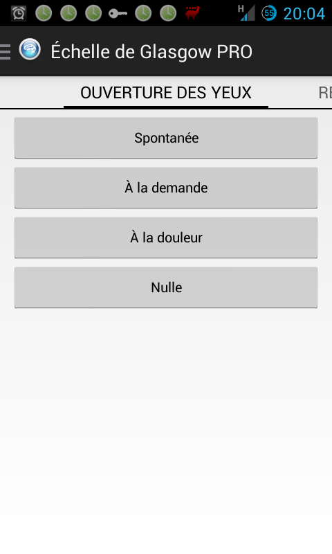 Android application Glasgow Coma Scale screenshort