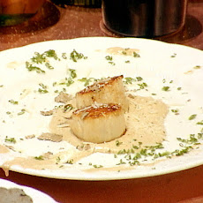 Seared Scallops with a Portobello Mushroom and Truffle Emuslion, Shaved Truffles and Parmigiano-Reggiano Cheese