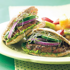 Mini Lamb Pitas with Minted Pea Hummus