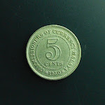 5 Cents, Commissioners of Currency Malaya, 1950, obverse.