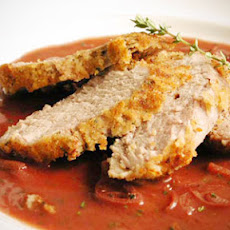 Pork Tenderloin with Hazelnut Crust and Red Wine-Shallot Sauce