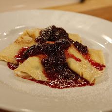 Flambeed Crepes with Mascarpone and Cherries