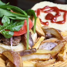 Simple cheeseburger and handcut fries