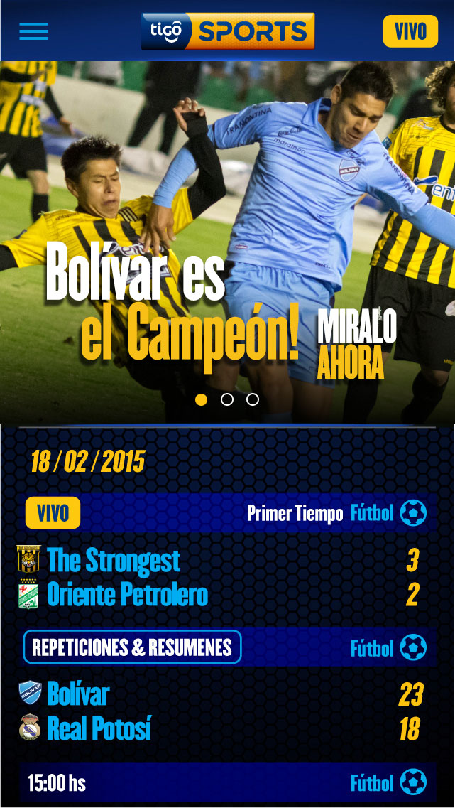 Android application Tigo Sports Bolivia screenshort
