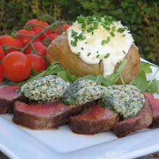 Sacré Boeuf Sirloin Steak Topped With Mustard Herb Butter