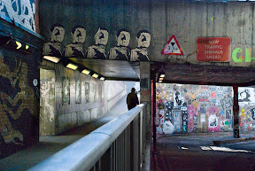Stencil art and grafitti in Leake Street