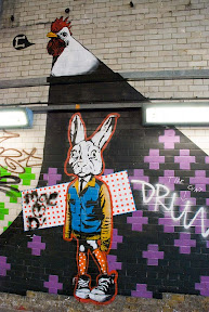Stencil art and grafitti in Leake Street