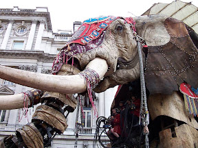 The Elephant's head and trunk as it turns onto Pall Mall