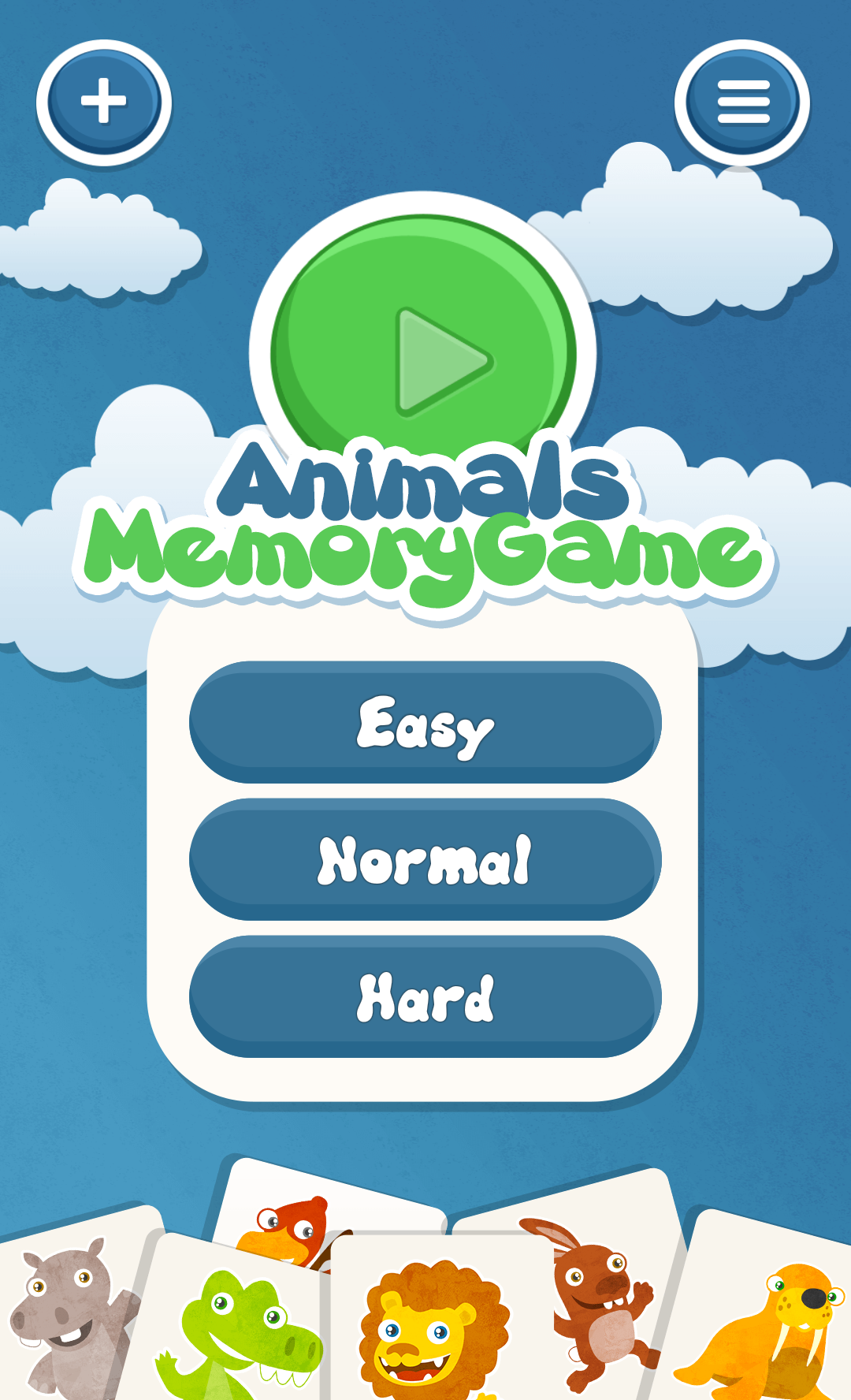 Android application Animals memory game for kids screenshort