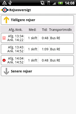 rejseplanen for android screenshot