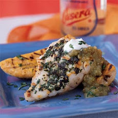 Grilled Grouper with Plantains and Salsa Verde
